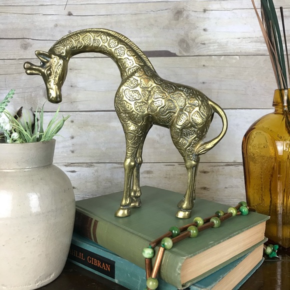 Vintage Brass Giraffe Figurine MidMod Safari Decor
